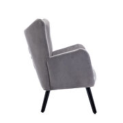 Gray velvet accent armchair living room chair with solid wood legs by La Spezia additional picture 7