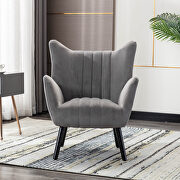 Gray velvet accent armchair living room chair with solid wood legs by La Spezia additional picture 9
