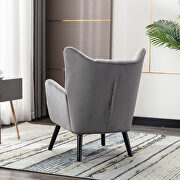 Gray velvet accent armchair living room chair with solid wood legs by La Spezia additional picture 10