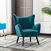 Green velvet accent armchair living room chair with solid wood legs additional photo 4 of 11