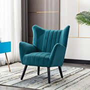 Green velvet accent armchair living room chair with solid wood legs by La Spezia additional picture 6