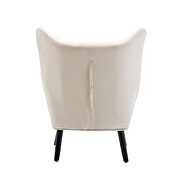 Beige velvet accent armchair living room chair with solid wood legs additional photo 2 of 13