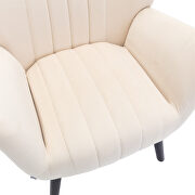 Beige velvet accent armchair living room chair with solid wood legs by La Spezia additional picture 6