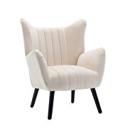 Beige velvet accent armchair living room chair with solid wood legs by La Spezia additional picture 10