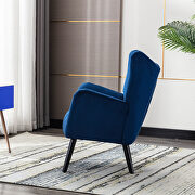 Navy velvet accent armchair living room chair with solid wood legs by La Spezia additional picture 12