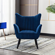 Navy velvet accent armchair living room chair with solid wood legs additional photo 3 of 14