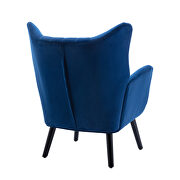 Navy velvet accent armchair living room chair with solid wood legs additional photo 5 of 14