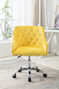 Yellow velvet fabric modern leisure office chair by La Spezia additional picture 8