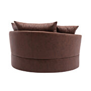 Brown fabric modern leisure swivel accent barrel chair additional photo 2 of 11