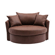Brown fabric modern leisure swivel accent barrel chair by La Spezia additional picture 11