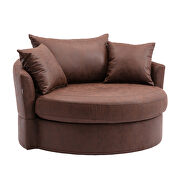 Brown fabric modern leisure swivel accent barrel chair additional photo 3 of 11
