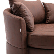 Brown fabric modern leisure swivel accent barrel chair by La Spezia additional picture 5