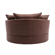 Brown fabric modern leisure swivel accent barrel chair by La Spezia additional picture 6