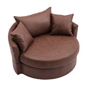 Brown fabric modern leisure swivel accent barrel chair by La Spezia additional picture 7
