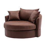Brown fabric modern leisure swivel accent barrel chair by La Spezia additional picture 8