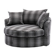 Plaid fabric modern leisure swivel accent barrel chair additional photo 2 of 9
