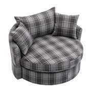 Plaid fabric modern leisure swivel accent barrel chair additional photo 3 of 9