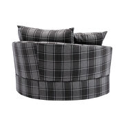 Plaid fabric modern leisure swivel accent barrel chair additional photo 4 of 9
