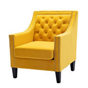 Yellow accent armchair living room chair with nailheads and solid wood legs additional photo 2 of 13
