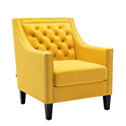 Yellow accent armchair living room chair with nailheads and solid wood legs additional photo 4 of 13