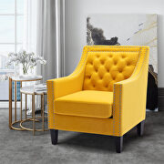 Yellow accent armchair living room chair with nailheads and solid wood legs by La Spezia additional picture 6