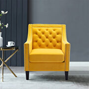Yellow accent armchair living room chair with nailheads and solid wood legs by La Spezia additional picture 10