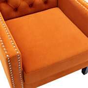 Orange accent armchair living room chair with nailheads and solid wood legs additional photo 2 of 11
