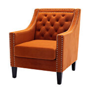Orange accent armchair living room chair with nailheads and solid wood legs additional photo 4 of 11