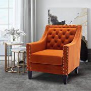Orange accent armchair living room chair with nailheads and solid wood legs by La Spezia additional picture 10
