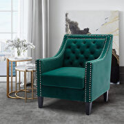 Green accent armchair living room chair with nailheads and solid wood legs by La Spezia additional picture 2