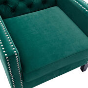 Green accent armchair living room chair with nailheads and solid wood legs by La Spezia additional picture 11