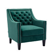 Green accent armchair living room chair with nailheads and solid wood legs by La Spezia additional picture 4