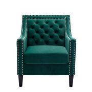 Green accent armchair living room chair with nailheads and solid wood legs by La Spezia additional picture 6