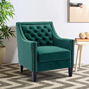 Green accent armchair living room chair with nailheads and solid wood legs by La Spezia additional picture 9