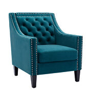 Teal accent armchair living room chair with nailheads and solid wood legs by La Spezia additional picture 5