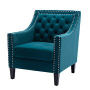Teal accent armchair living room chair with nailheads and solid wood legs by La Spezia additional picture 7