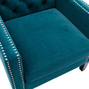 Teal accent armchair living room chair with nailheads and solid wood legs by La Spezia additional picture 9