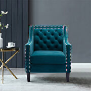 Teal accent armchair living room chair with nailheads and solid wood legs by La Spezia additional picture 10