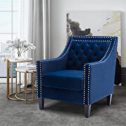 Navy accent armchair living room chair with nailheads and solid wood legs by La Spezia additional picture 2
