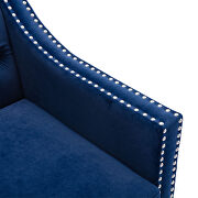 Navy accent armchair living room chair with nailheads and solid wood legs by La Spezia additional picture 3