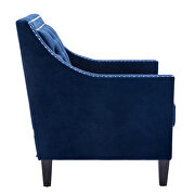 Navy accent armchair living room chair with nailheads and solid wood legs by La Spezia additional picture 4