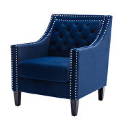 Navy accent armchair living room chair with nailheads and solid wood legs by La Spezia additional picture 7