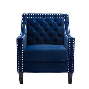 Navy accent armchair living room chair with nailheads and solid wood legs by La Spezia additional picture 8