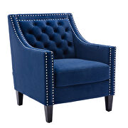 Navy accent armchair living room chair with nailheads and solid wood legs by La Spezia additional picture 10