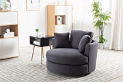 Gray linen modern leisure accent barrel chair additional photo 2 of 10
