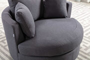 Gray linen modern leisure accent barrel chair additional photo 3 of 10