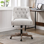 Beige linen fabric modern leisure swivel office chair by La Spezia additional picture 2