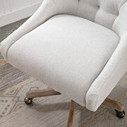 Beige linen fabric modern leisure swivel office chair by La Spezia additional picture 5
