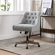 Gray linen fabric modern leisure swivel office chair by La Spezia additional picture 6