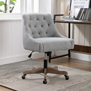 Gray linen fabric modern leisure swivel office chair by La Spezia additional picture 8